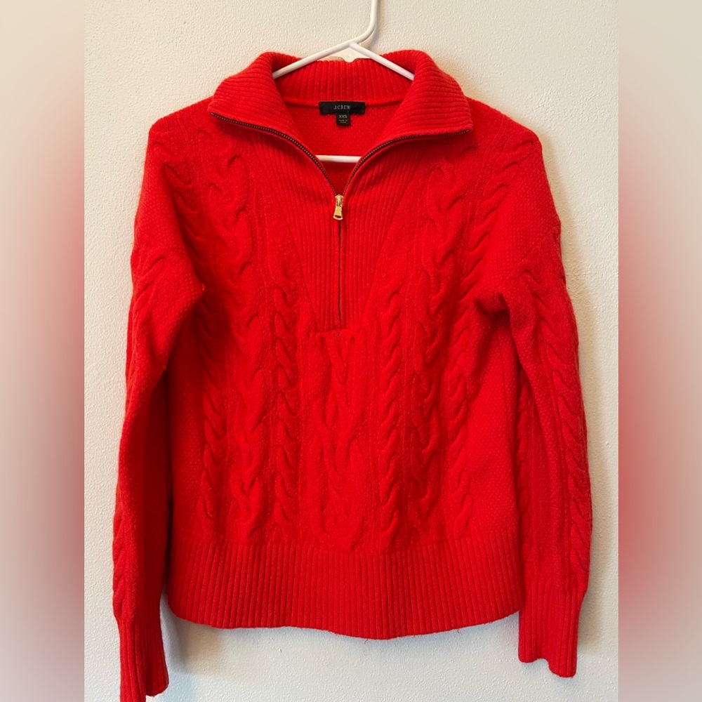 J. Crew Red wool and alpaca cable knit sweater